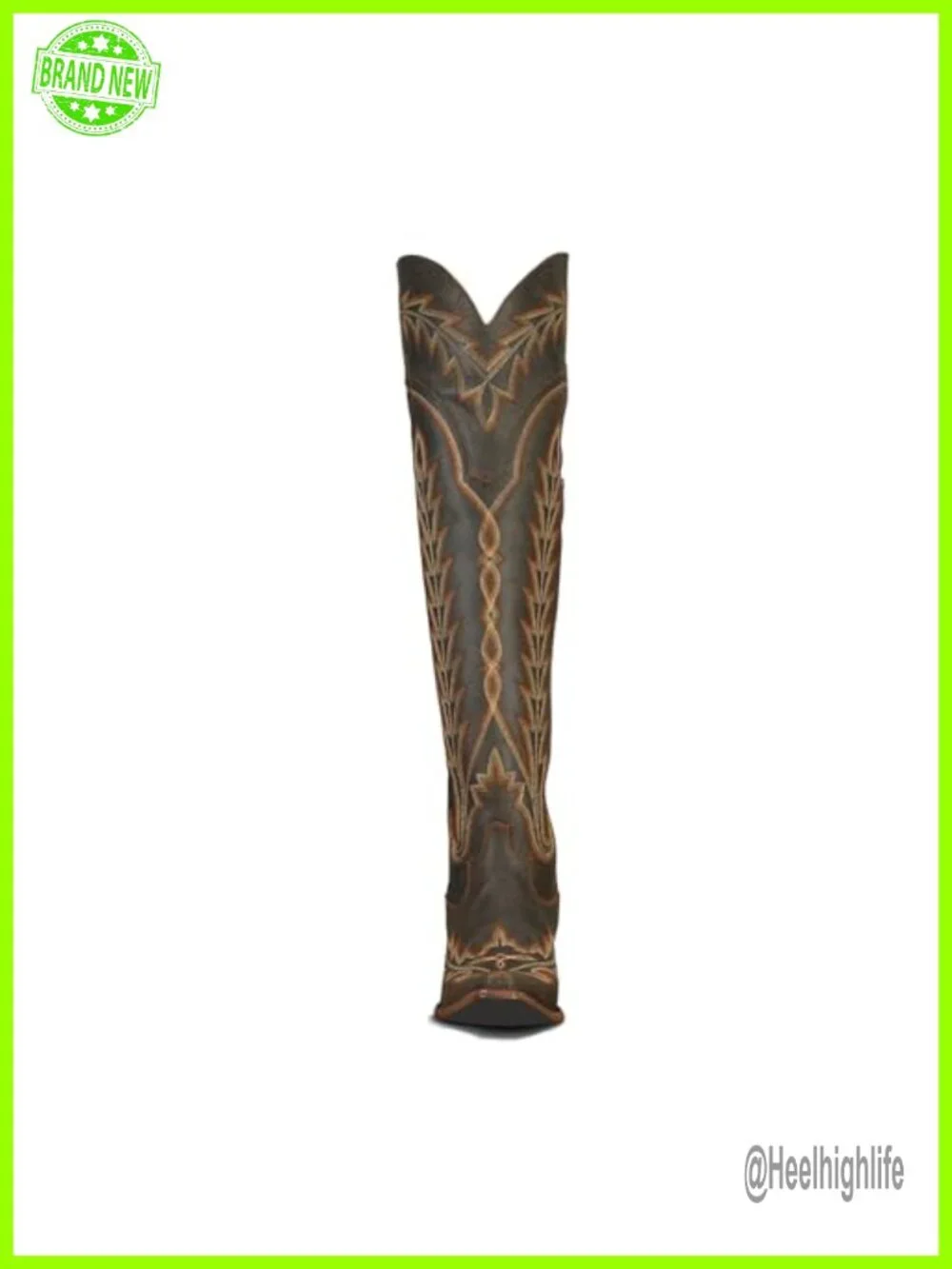 Over the Knee Cowboy Boots Chunky Heel Side Zipper Thigh High Western Boots